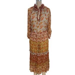 Zimmermann Andie Tiered Floral Print Dress Size 2  US Medium Fall Colors